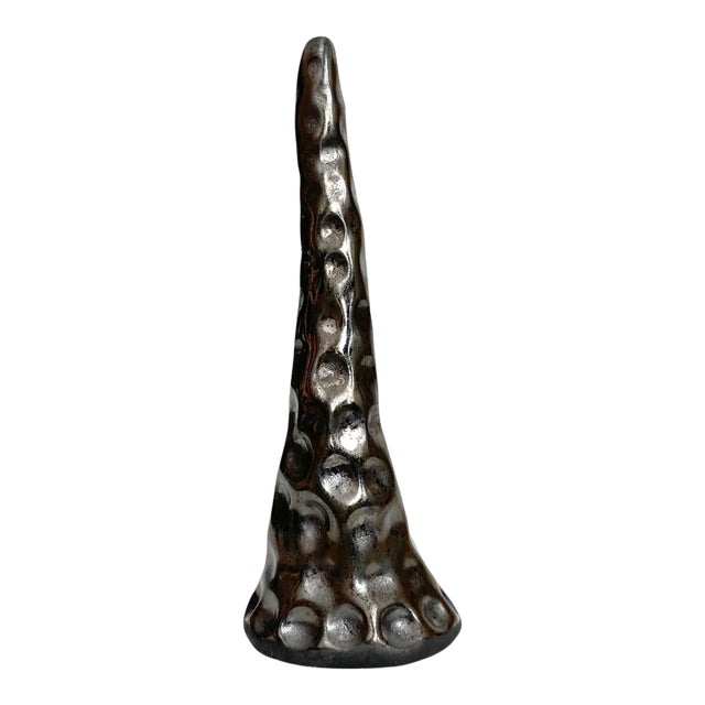 1990s Metallic Black Ceramic Textured Brutalist Ring Holder For Sale