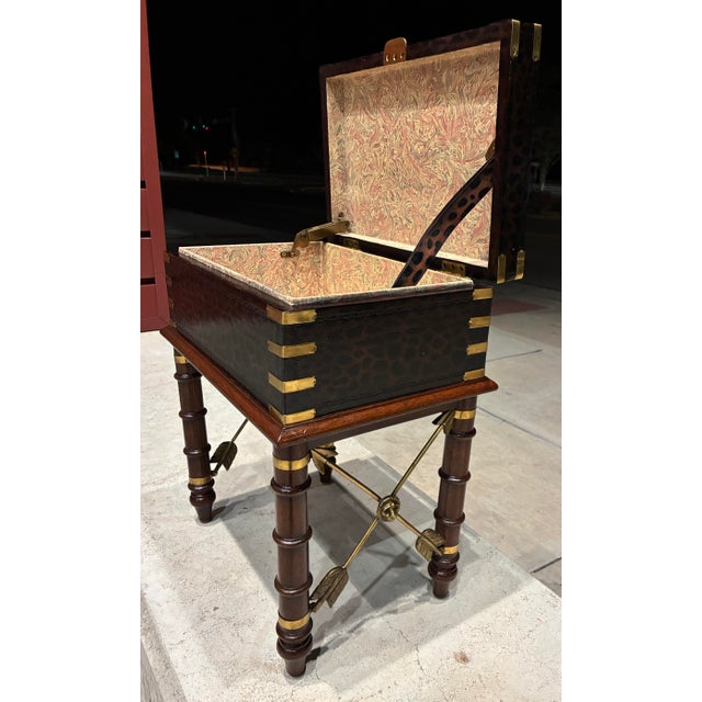 Early 21st Century Leather Wrapped Accent Table Jewelry Box in Faux Bamboo From Lineage Home Furnishings Philippines For Sale - Image 5 of 12