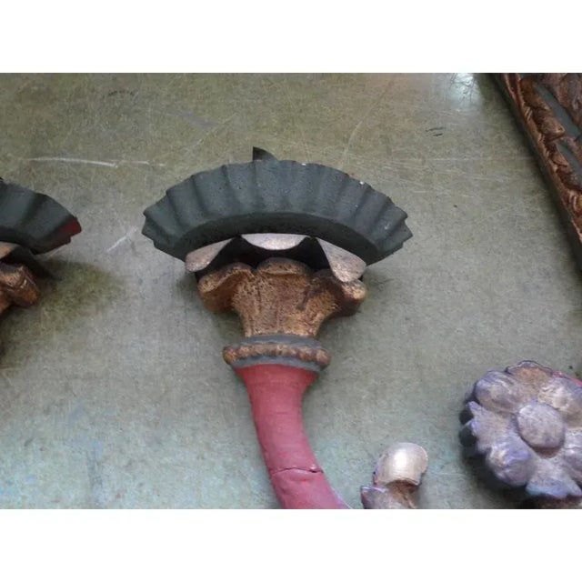 Wood 18th Century Italian Polychrome Sconces-Pair For Sale - Image 7 of 9