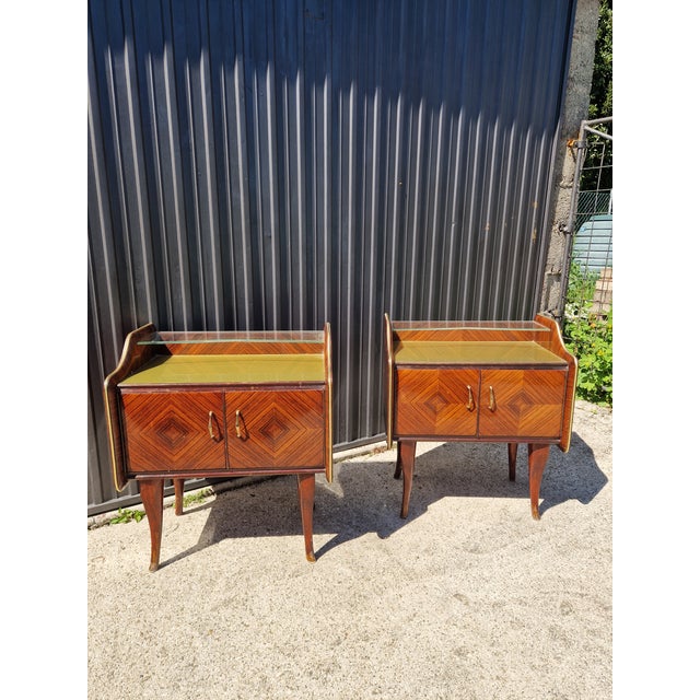 Brown Vintage Art Deco Nightstands, 1940s, Set of 2 For Sale - Image 8 of 11