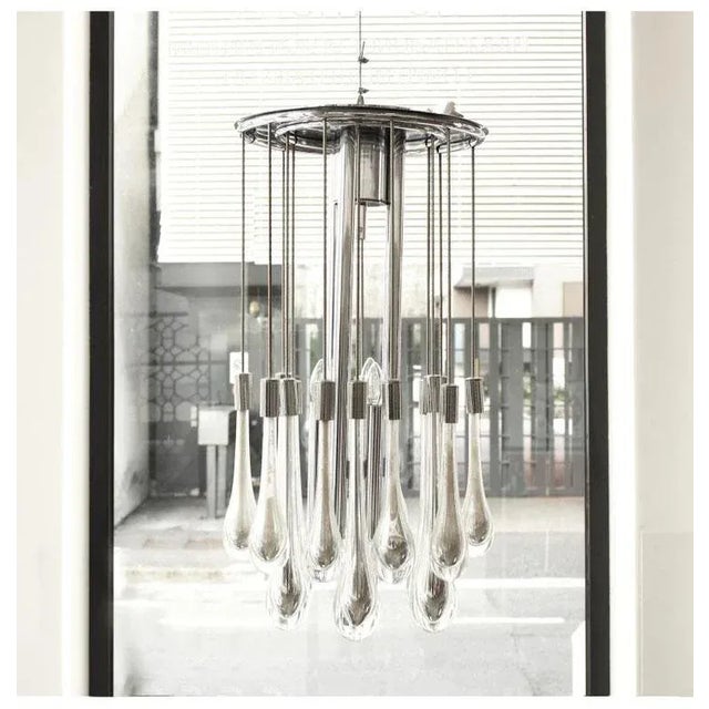 Glass Vintage Drop Chandelier by Venini, 1970 For Sale - Image 7 of 7