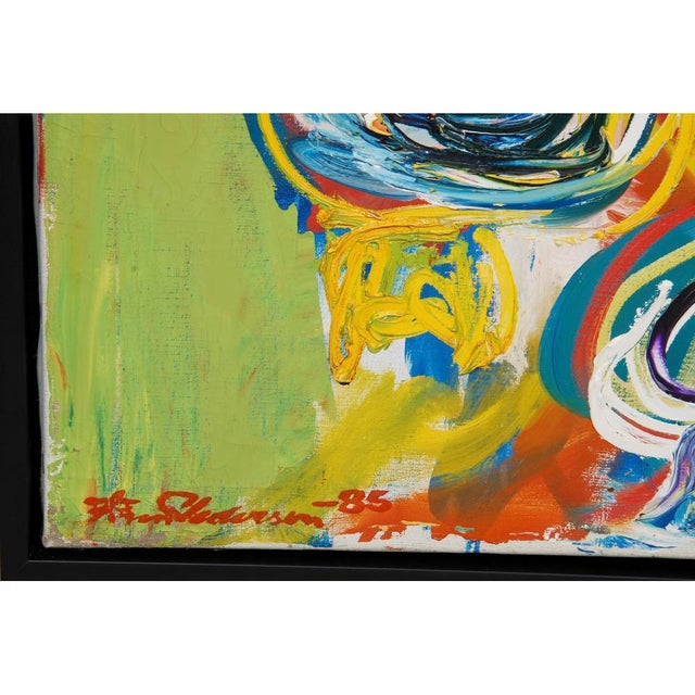 Finn Pedersen 1985 Composition, Acrylic on canvas 130x100, signed. Has some drying crackles, but otherwise in very good...