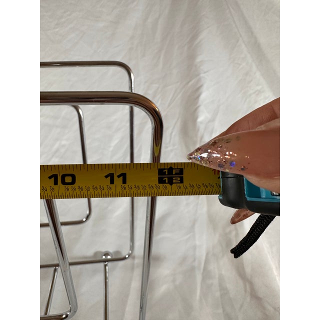 Mid-Century Modern Very Rare and Unique, Chrome Geometric Magazine Rack For Sale - Image 3 of 7