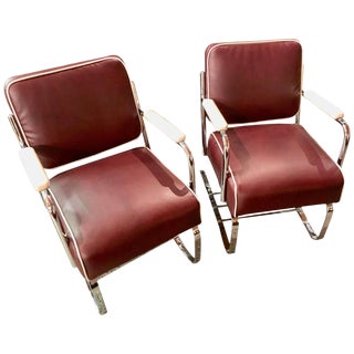 Restored Flexible Metal Two-Tone Art Deco Club Chairs For Sale