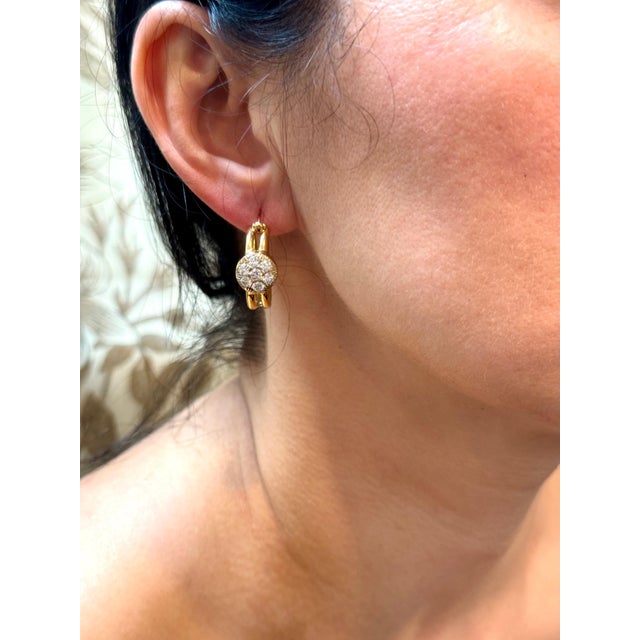 1.6 Carat Diamond VS Quality Hoop Earrings Women , 18 Karat Yellow Gold 8.8 Gm For Sale - Image 13 of 18