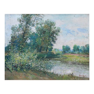 Impressionism Spring Landscape Oil Painting, 1963 For Sale