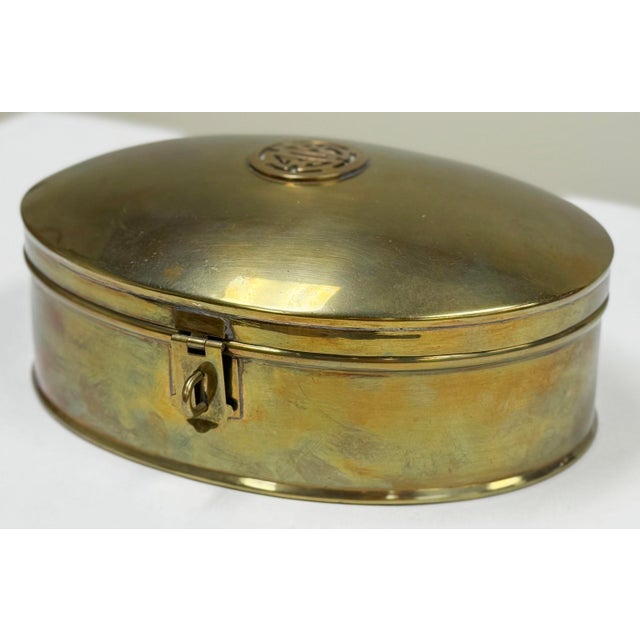 Vintage Brass Asian Insignia Domed Box For Sale - Image 4 of 8