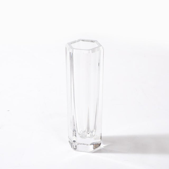 Mid-Century Modern Mid-Century Modern Hexagonal Crystal Vase Signed Bengt Edenfalk for Royal Krona For Sale - Image 3 of 17