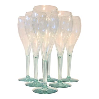 Vintage Sea Glass Green Goblets - Set of Six For Sale
