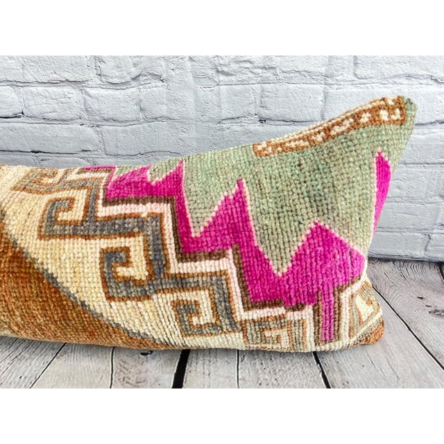 Turkish 14 x 35 Lumbar Rug Pillow Radiance Haven Turkish Pillow Cushion Cover For Sale - Image 3 of 4