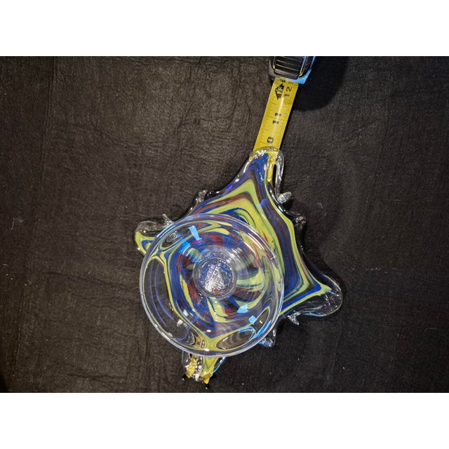 Yellow Mid 20th Century Italian Murano Style Sculptural Art Glass Bowl For Sale - Image 8 of 9