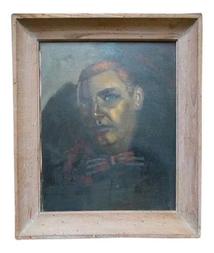 1940s Vintage Man With Bowtie Nocturnal Portrait Painting