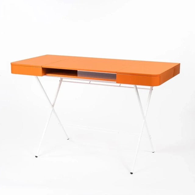 Cosimo Desk with Orange Glossy Lacquered Top by Marco Zanuso Jr. for Adentro For Sale - Image 9 of 9