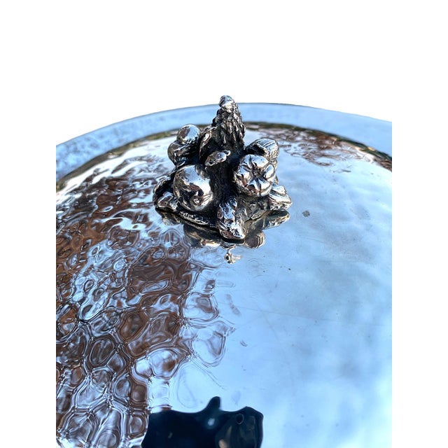 Mid 20th Century Stunning Large Handmade Hammered Silverplate Covered Serving Bowl by Renzo Cassetti, Italy For Sale - Image 12 of 14