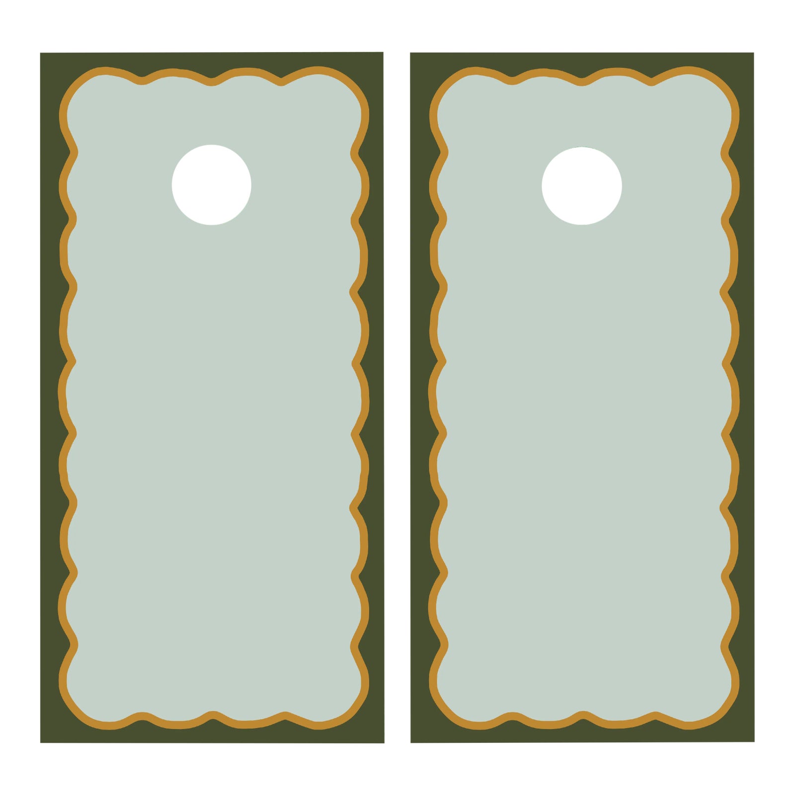 Scalloped Cornhole Boards, Mist/Pine - 2 Boards + 8 Toss Bags