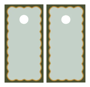 Chairish x The Muddy Dog Scalloped Cornhole Boards, Mist/Pine - 2 Boards + 8 Toss Bags