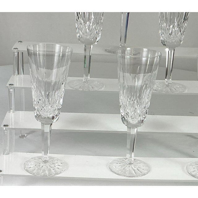 Traditional 1990s Waterford, Crystal of Ireland-Makers of Luxury Premium Crystal “Lismore” Champagne, Flutes - Set of 6 For Sale - Image 3 of 7