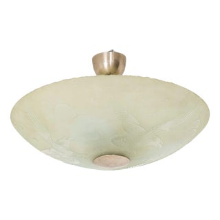 Scandinavian Modern Flush Mount in Glass and Nickel-Plated Metal, 1940s For Sale