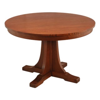 Stickley Mission Collection 46" Round Oak Pedestal Dining Table For Sale