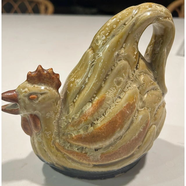 French Country Vintage Brutalist Folk Art Studio Pottery French Hen For Sale - Image 3 of 12