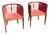 Pair 1920s English Edwardian Inlaid Mahogany Tub Club Chairs Newly Upholstered For Sale