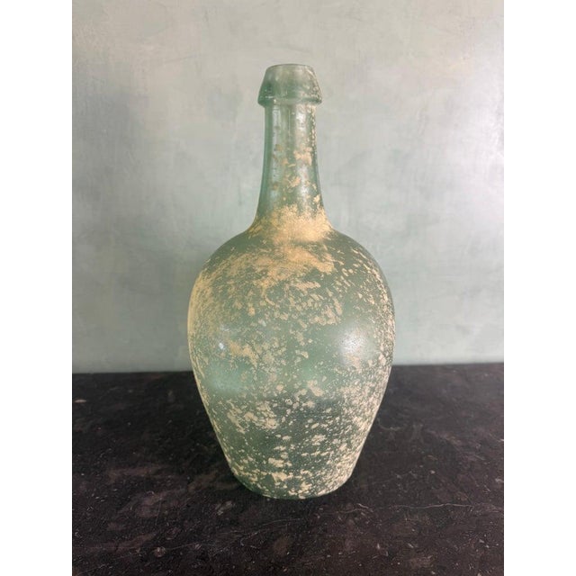 Spanish Hand-Blown Seafoam Glass Vessel With Weathered Patina Finish For Sale In Los Angeles - Image 6 of 9