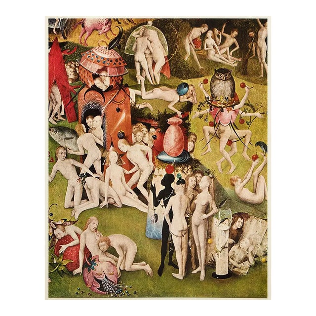 1955 After Bosch "Portion of the Garden of Earthly Delights", Vintage Full-Color Print For Sale