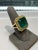 Emerald Diamond Halo Pave Cocktail Statement Dome Jumbo Chunky Yellow Gold Ring * 18 Karat Yellow Gold * 13.97 CT Emerald...