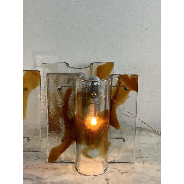 Large Mid-Century Murano Glass Wall Lamps, 1960s, Set of 3 For Sale - Image 10 of 15