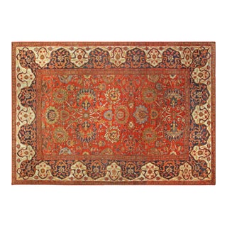 19th Century Persian Sultanabad Red Botanical Handmade Carpet For Sale