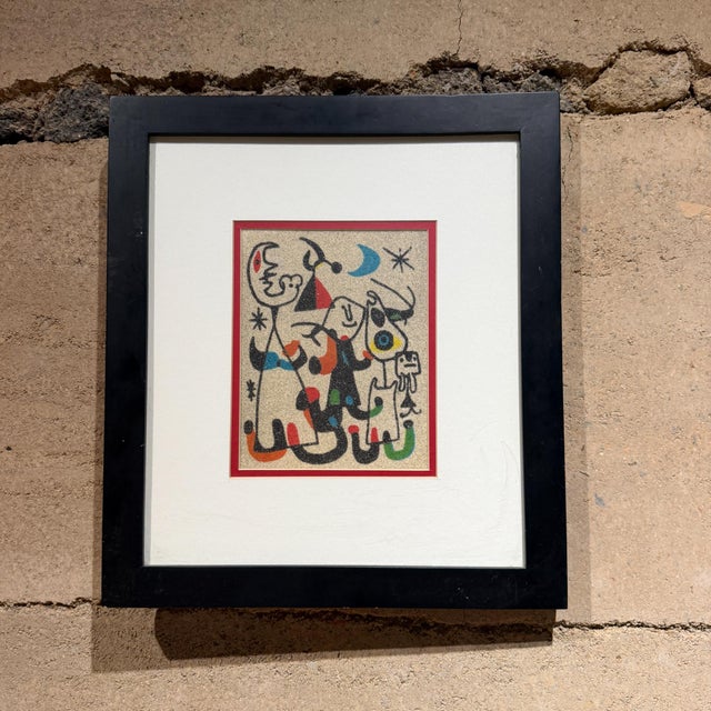 Mid-Century Modern Sand Art Painting, Abstract Surrealism Unsigned Joan Miro Era For Sale - Image 9 of 9