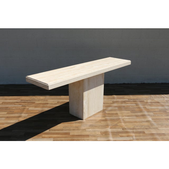 1980s Italian Postmodern Travertine Console Table by Stone International | Made in Italy For Sale - Image 11 of 18