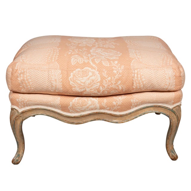 Louis XV Painted Duchesse Brisee A' Oreilles - Chair & Ottoman For Sale - Image 4 of 12