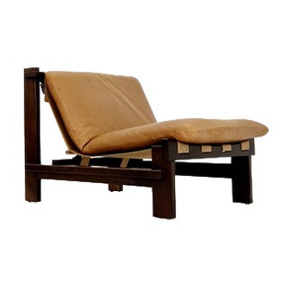 Mid-Century Modern Lounge Chair in Leather and Wood by Carl Straub, 1960s For Sale