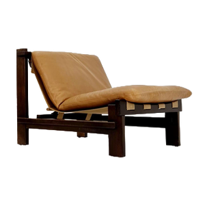 Mid-Century Modern Lounge Chair in Leather and Wood by Carl Straub, 1960s