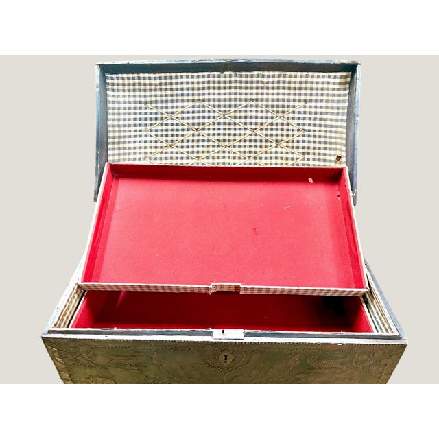 17th Century Leather Bound Wedding Chest Coffee on Stand For Sale - Image 4 of 12