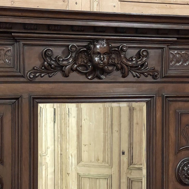 Antique Italian Renaissance Revival Walnut Mantel Mirror For Sale - Image 10 of 17