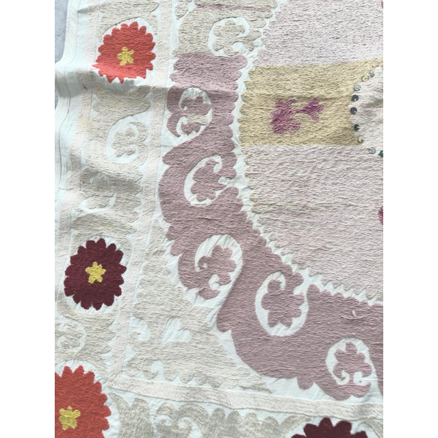 Tribal Tashkent Suzani Embroidery Wall Decor 4' X 4'4'' For Sale - Image 4 of 8