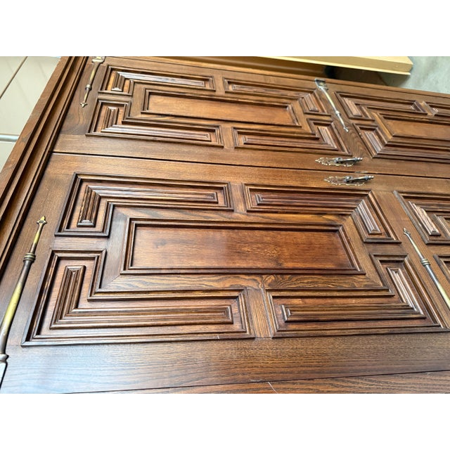 Early 20th Century 20th Century Armoire, Kitchen Cabinet with Two Doors, Carved Walnut, Spain For Sale - Image 5 of 18