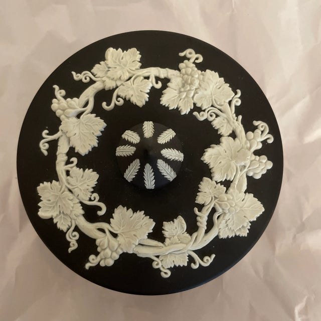 Antique Black Round Lidded Wedgwood Box For Sale - Image 9 of 13