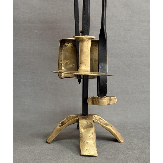 Vintage Brutalist Fireplace Tools in Bronze by David Marshall, 1975, Set of 5 For Sale - Image 4 of 9