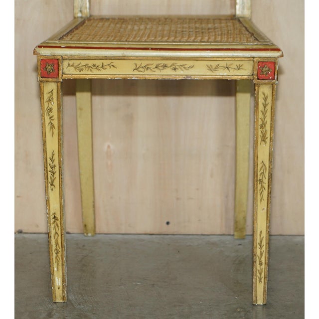 Cream Set of Chinoiserie Bergere Side Chairs in Hand Painted & Lacquered Finish, 1900 For Sale - Image 8 of 18