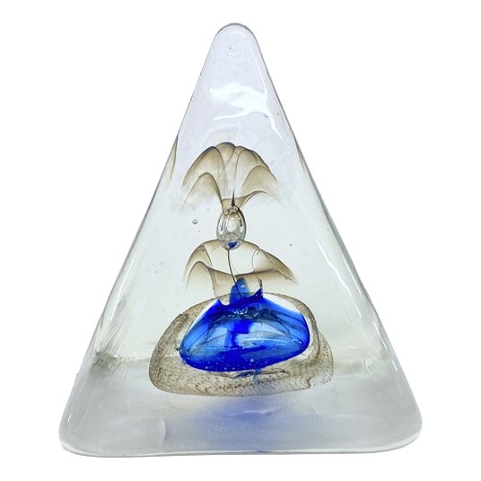 Glass Pyramid Paperweight by Pavel Molnar, 1980s For Sale
