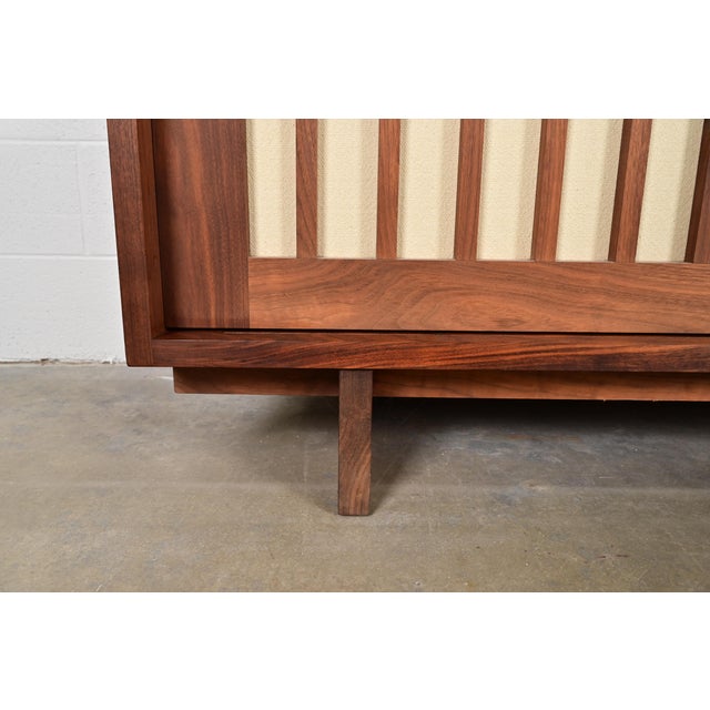 Wood George Nakashima Style Studio Crafted Sculpted Walnut Sliding Door Sideboard Credenza For Sale - Image 7 of 12