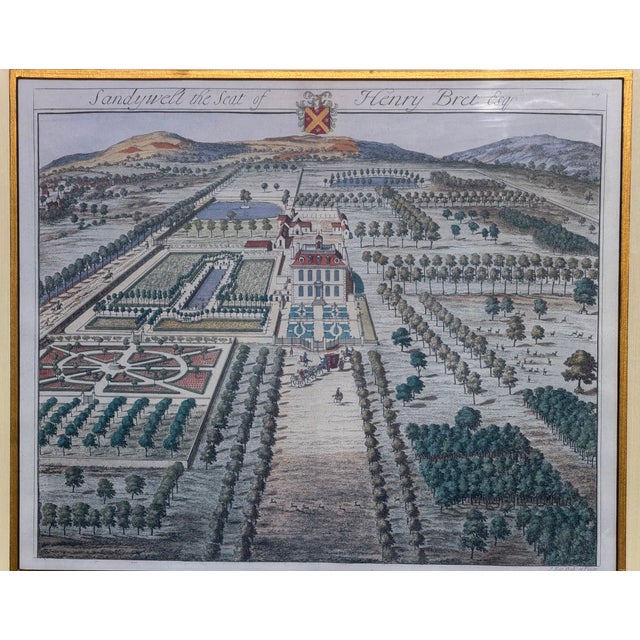 Antique Hand Colored Architectural Print of Sandywell by Johannes Kip - Trowbridge Collection.
