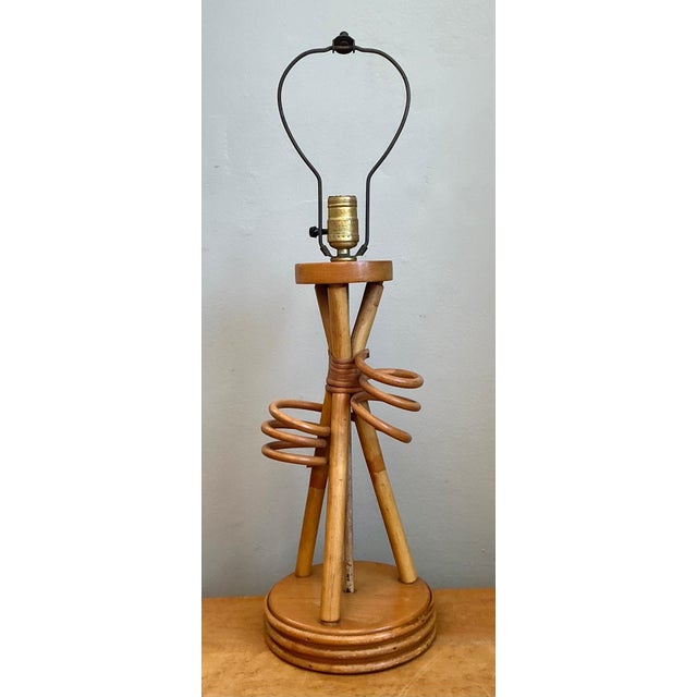 Vintage Rattan Loop Wood Lamp For Sale - Image 14 of 14