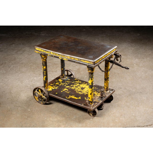 Vintage Industrial Steel Rolling Die Cart For Sale - Image 4 of 13