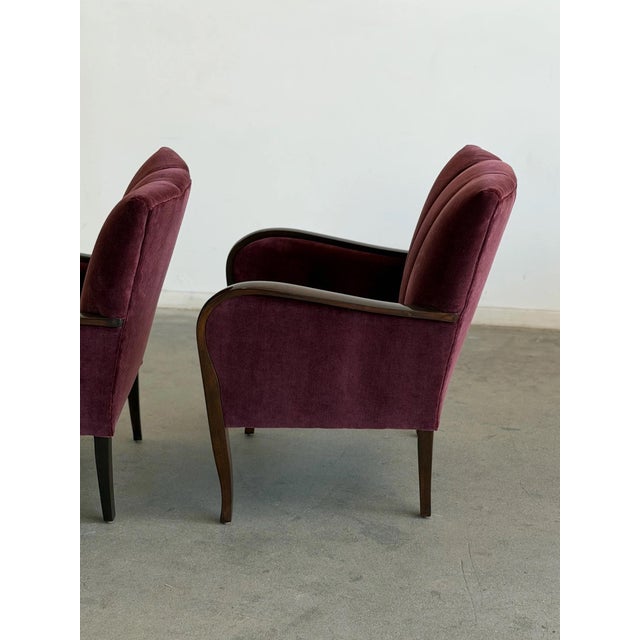 1950s Swedish Art Deco High Polish Accent Chairs- Pair For Sale In Los Angeles - Image 6 of 12