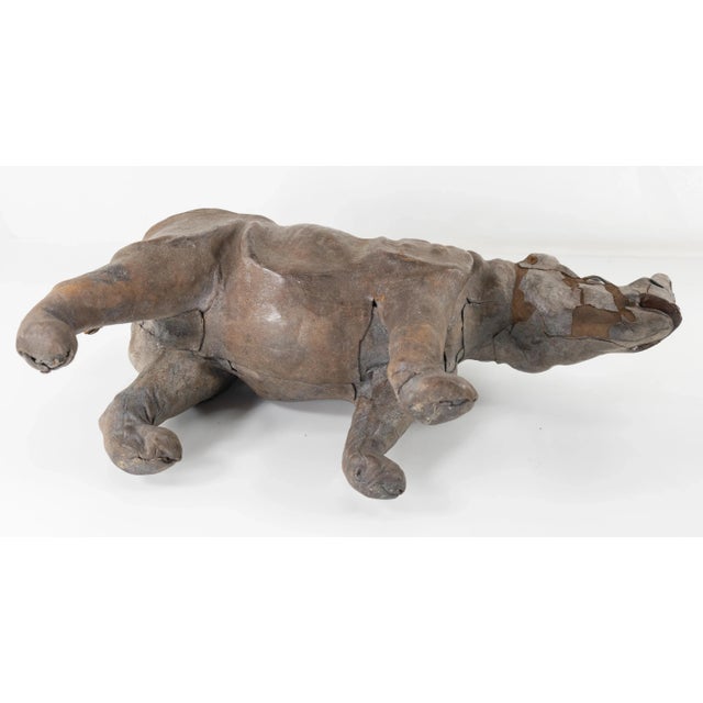 Great Decorative Leather Rhinoceros With Glass Eyes For Sale - Image 10 of 12