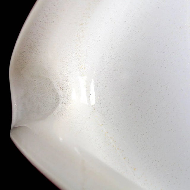 Murano Vintage Murano Burgundy Red White Gold Flecks Italian Art Glass Mid Century Centerpiece Bowl For Sale - Image 4 of 5